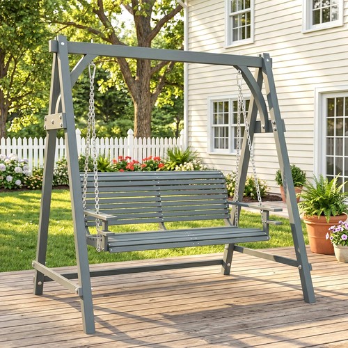 Seater wooden garden swing - wooden,