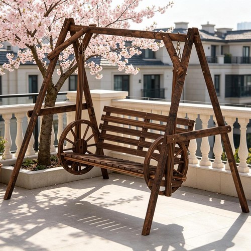Wooden outdoor swing - outdoor, with